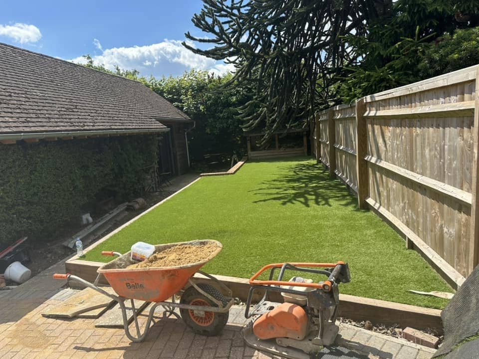 Classic herringbone brick driveway for Slough properties, expertly laid by AJR Landscaping.